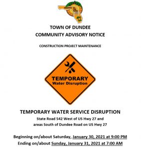 Town of Dundee Temporary Water Disruption Notice