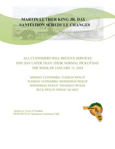 2024 MLK Week Sanitation Schedule Change Flyer