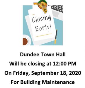 Town hall Early Closure 09/18/2020