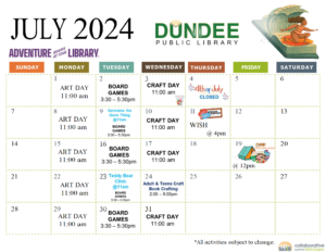 July Public Library Calendar 