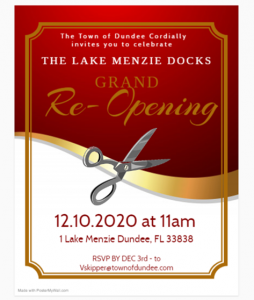 Lake Menzie Docks Grand ReOpening Invitation 