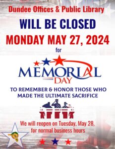 Memorial Day Closure Flyer