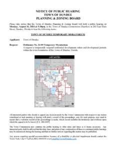 PZ Board Temporary Residential Development Moratorium Notice