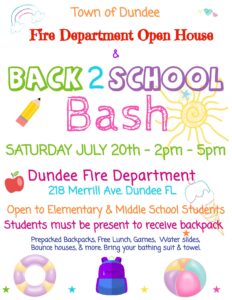 Back 2 School Bash & Fire Dept Open House